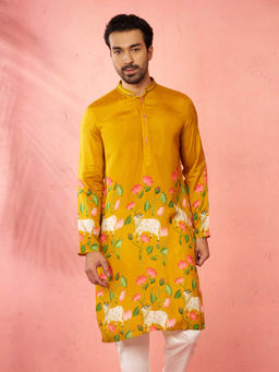 Vastramay - Rayon Digital Print Long Kurta for Men