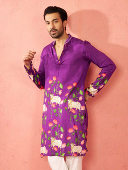 Vastramay - Rayon Digital Print Long Kurta for Men