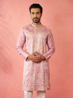 Vastramay - Silk Blend Embroidered Long Kurta for Men