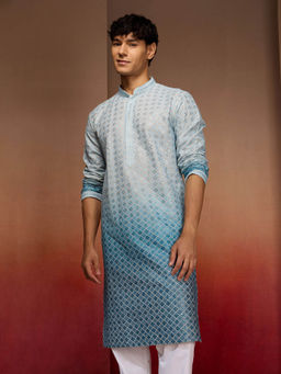 Vastramay - Cambric Cotton Ombre Long Kurta for Men