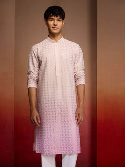 Vastramay - Cambric Cotton Ombre Long Kurta for Men