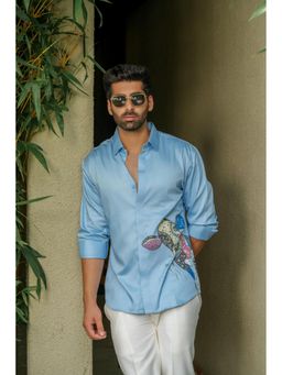 BEFITTING CLOTHING - Blue Hand Painted Shirt