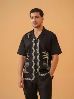 BEFITTING CLOTHING - Black Hand Painted Cuban Shirt