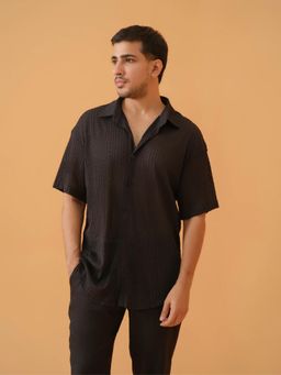 BEFITTING CLOTHING - Black Knitted Cuban Shirt