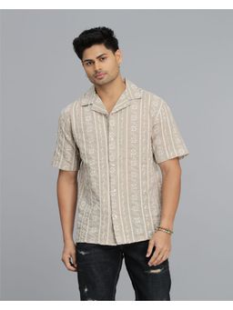 ROOKIES - Men Beige Cotton Casual Shirt