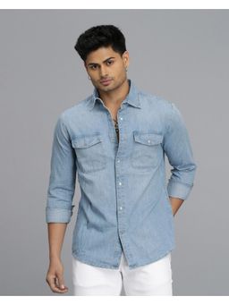 ROOKIES - Men Blue Cotton Casual Shirt