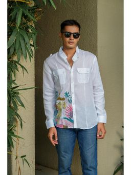 BEFITTING CLOTHING - White Hand Painted Linen Shirt