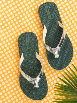 Carlton London - T Green Women Embellished Sequined Flipflops