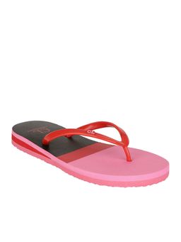 Carlton London - Pink-red Women Colorblock Flipflops
