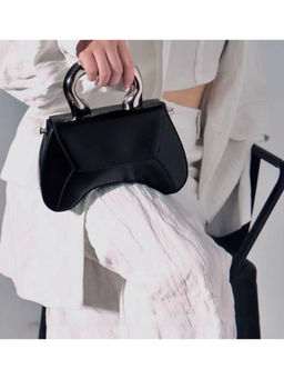 ELLEGANTI - Women Black Leather Handbag