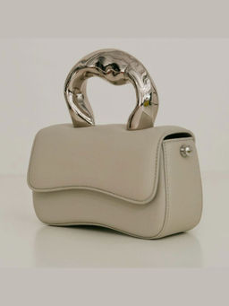 ELLEGANTI - Women Beige Leather Handbag
