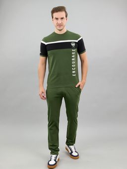 Monte Carlo - Green Solid/Plain Crew Neck Co-ord Set