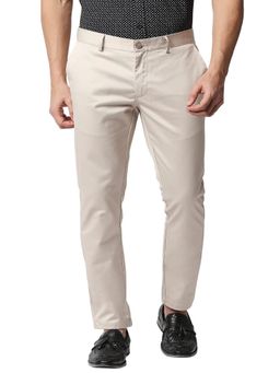 BASICS - Off White Solid/Plain Trouser