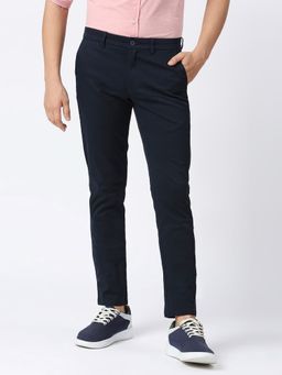 BASICS - Blue Solid/Plain Trouser