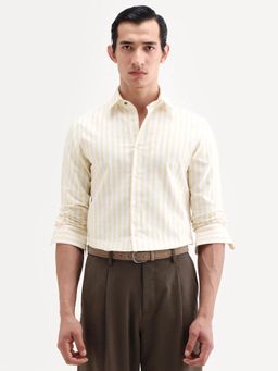 Rare Rabbit - Yellow Stripes Collar Neck Shirt