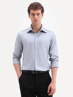 Rare Rabbit - Grey Solid/Plain Collar Neck Shirt