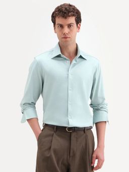 Rare Rabbit - Green Solid/Plain Collar Neck Shirt