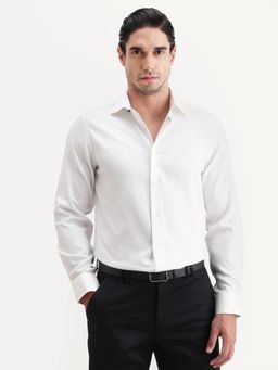 Rare Rabbit - White Solid/Plain Collar Neck Shirt