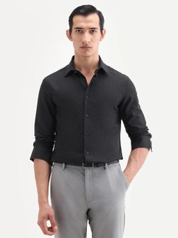 Rare Rabbit - Black Solid/Plain Collar Neck Shirt