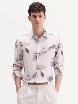 Rare Rabbit - Off White Printed Collar Neck Shirt