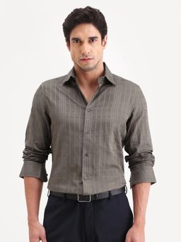 Rare Rabbit - Brown Checks Collar Neck Shirt