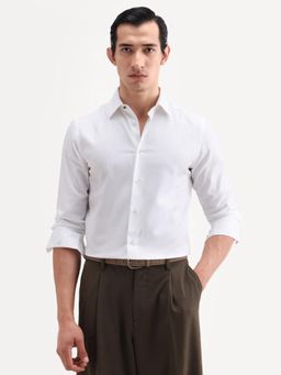 Rare Rabbit - White Solid/Plain Collar Neck Shirt