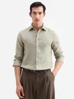 Rare Rabbit - Green Textured Collar Neck Shirt