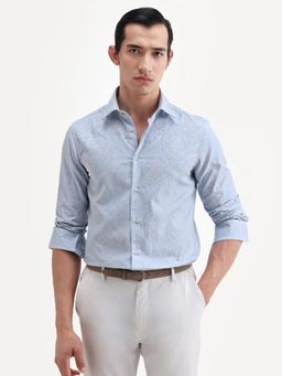 Rare Rabbit - Blue Solid/Plain Collar Neck Shirt