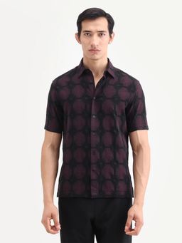 Rare Rabbit - Black Printed Collar Neck Shirt
