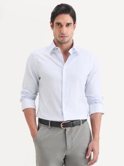 Rare Rabbit - White Textured Collar Neck Shirt