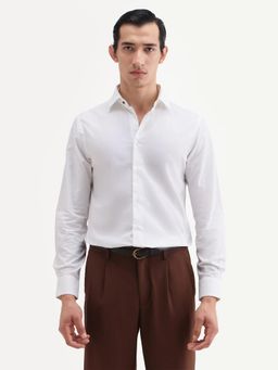 Rare Rabbit - White Solid/Plain Collar Neck Shirt