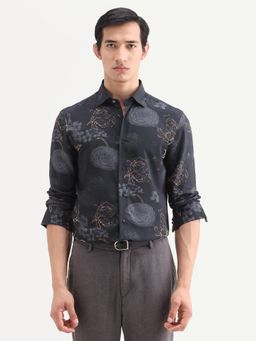 Rare Rabbit - Black Floral Collar Neck Shirt