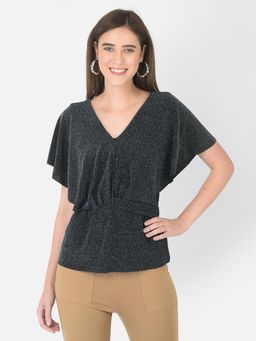 Latin Quarters - Blue Half Sleeve Yarn Dyed Knit Top