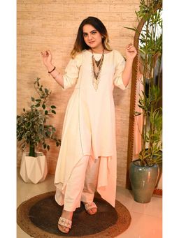 KARIGAR - Khadi Up And Down Beige Kurta with Pant