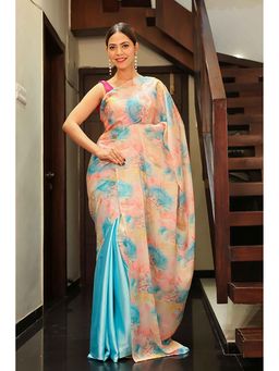 Isadora Life - Gorgeous Ready To Wear Multi-Color Print Saree With Unstitched Blouse
