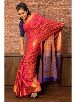 Isadora Life - Paint The Town Pink With This Banarasi Saree With Unstitched Blouse
