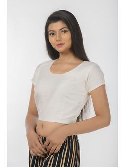 Isadora Life - Off White Round Neck Plain Stitched Blouse