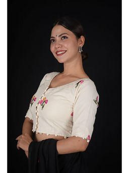 Isadora Life - Off White Round Neck Embellished/Sequined Stitched Blouse