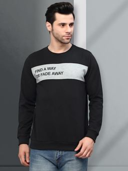 RIGO - Men Black Printed Round Neck Terry Sweatshirt