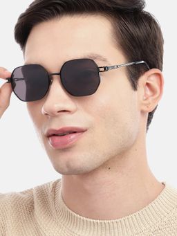 Carlton London - Unisex UV Protected Black Rectangle Lens Sunglasses