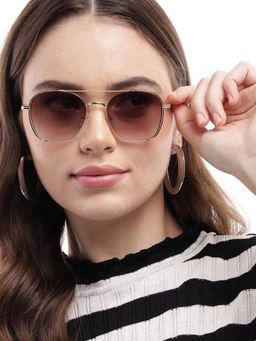 Carlton London - UV Protected Brown Rectangle Lens Sunglasses