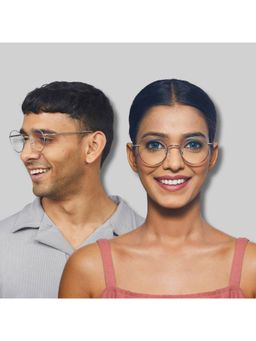 Enrico - Unisex Metal Round Blue Cut Anti-Glare Zero Power Computer Glasses - Silver (47)