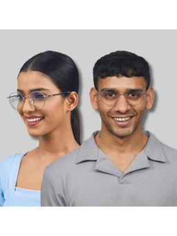 Enrico - Unisex Metal Hexagonal Blue Cut Anti-Glare Zero Power Computer Glasses - Silver (47)