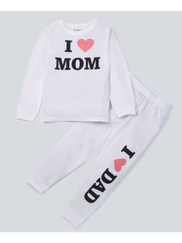 Be Awara - Full Sleeves Cotton T-shirt & Track Pants I Love Mom Print (Set of 2)
