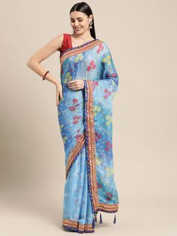 Vastranand - Designer Printed Bandhani Saree with Unstitched Blouse
