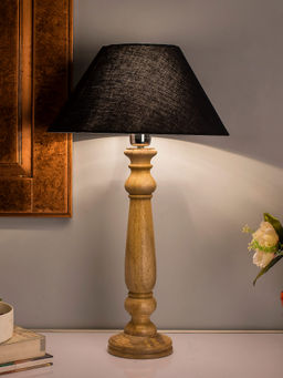 Homesake - Mabel Rustic Wood Table Lamp Black Shade