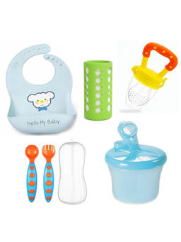 Safe-O-Kid - Combo with Bib,Bottle Cover,Fruit Nibbler,Spoon Fork & Storage Box (Pack of 6)