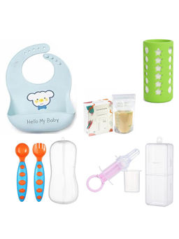 Safe-O-Kid - Mom Care Bib, Spoon, Fork, Bottle Cover, Medicine Feeder, Milk Storage Bag (Pack of 5)