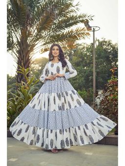 Gahan - Floral Ethnic Dress - White