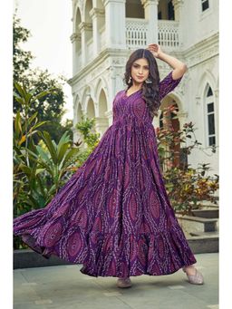 Gahan - Printed Ethnic Dress - Purple